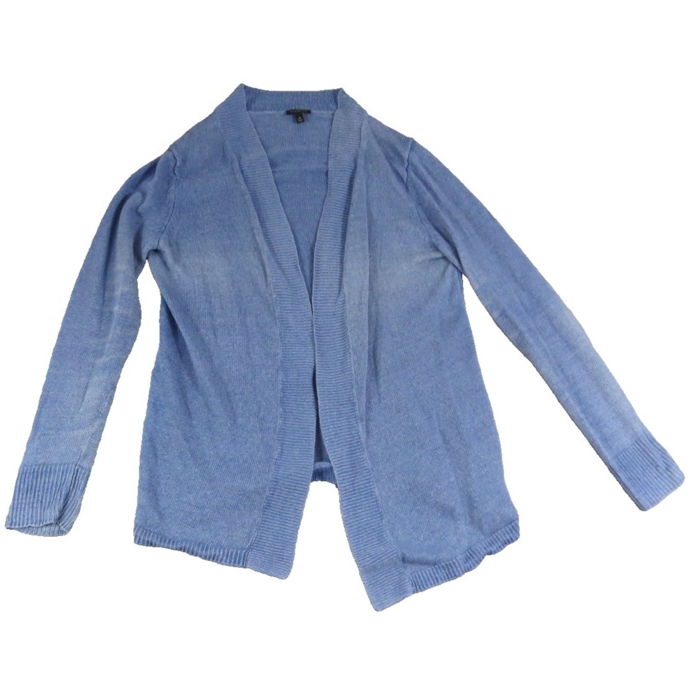 Talbots Linen Cardigan Womens M Blue‎ Open Front Lightweight Sweater Top